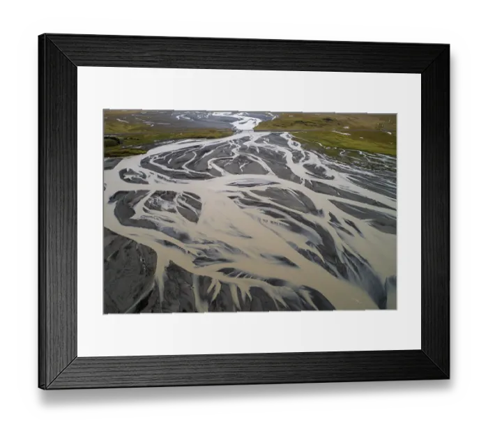 Framed Print : Meandering river in volcanic landscape Framed Print : Meandering river in volcanic landscape