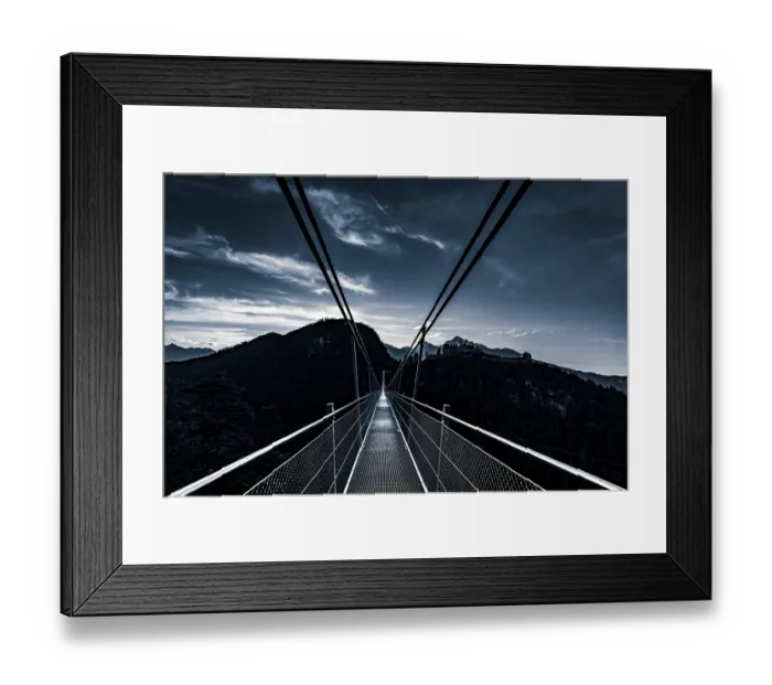 Framed Print : Suspension bridge Highline 179 with Tannheimer Bergen in the background Framed Print : Suspension bridge Highline 179 with Tannheimer Bergen in the background