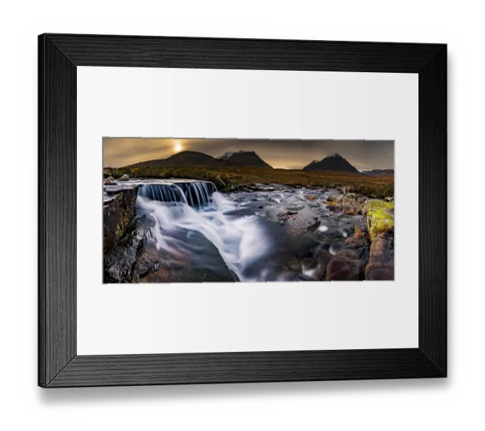 Framed Print : River Etive in foreground with summit of Stob Dearg in background