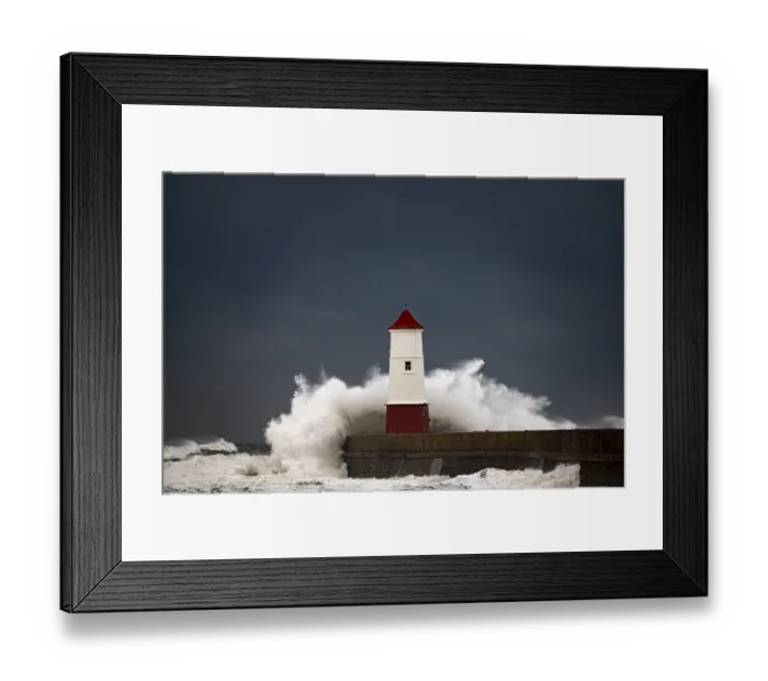 Framed Print : Berwick Lighthouse with strong surf and dark cloudy sky Framed Print : Berwick Lighthouse with strong surf and dark cloudy sky
