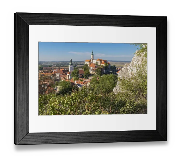 Framed Print : Old town centre and castle, Mikulov