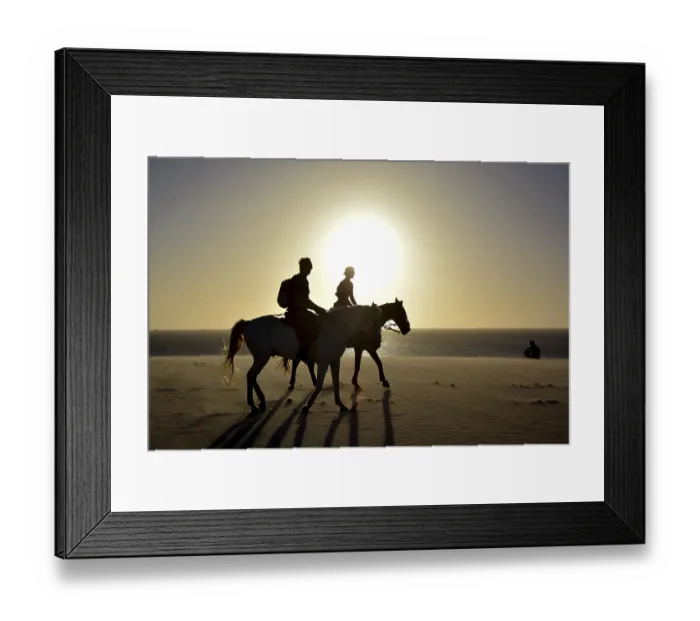 Framed Print : Two riders on horseback on the beach Framed Print : Two riders on horseback on the beach