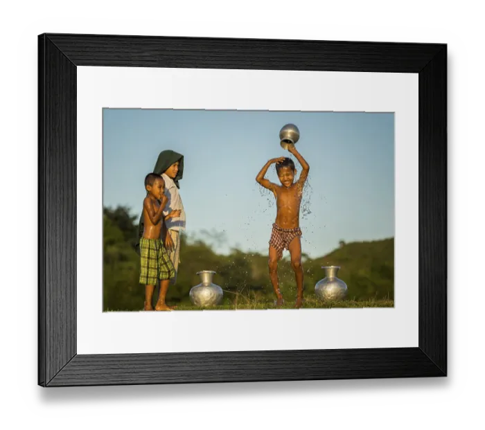 Framed Print : Boy washing himself, Mrauk U, Sittwe Division Framed Print : Boy washing himself, Mrauk U, Sittwe Division