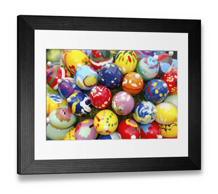 Framed Print : Painted Easter eggs, Easter fountain Framed Print : Painted Easter eggs, Easter fountain