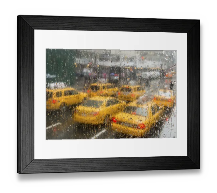 Framed Print : Taxis in the rain, Manhattan, New York City
