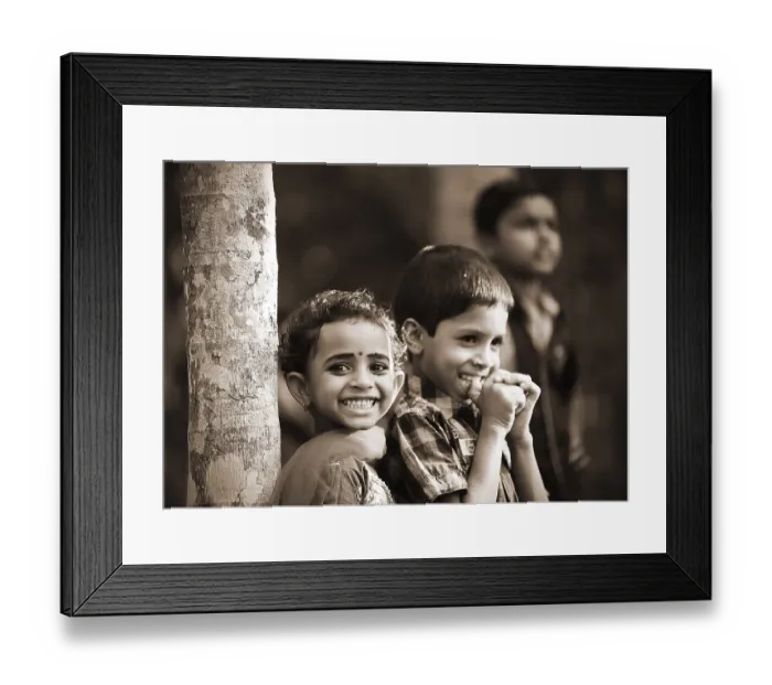 Framed Print : Smiling children, Kerala, South India, India Framed Print : Smiling children, Kerala, South India, India