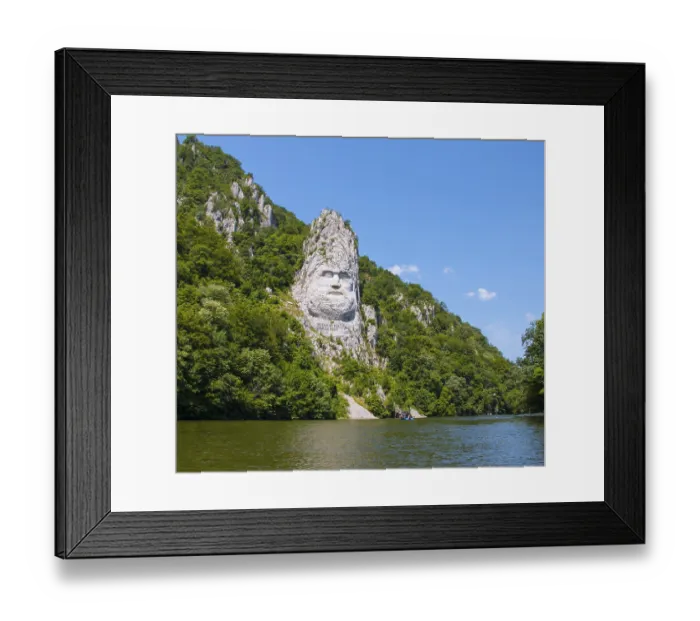 Framed Print : Rock sculpture of Decebalus, Iron Gates Natural Park Framed Print : Rock sculpture of Decebalus, Iron Gates Natural Park