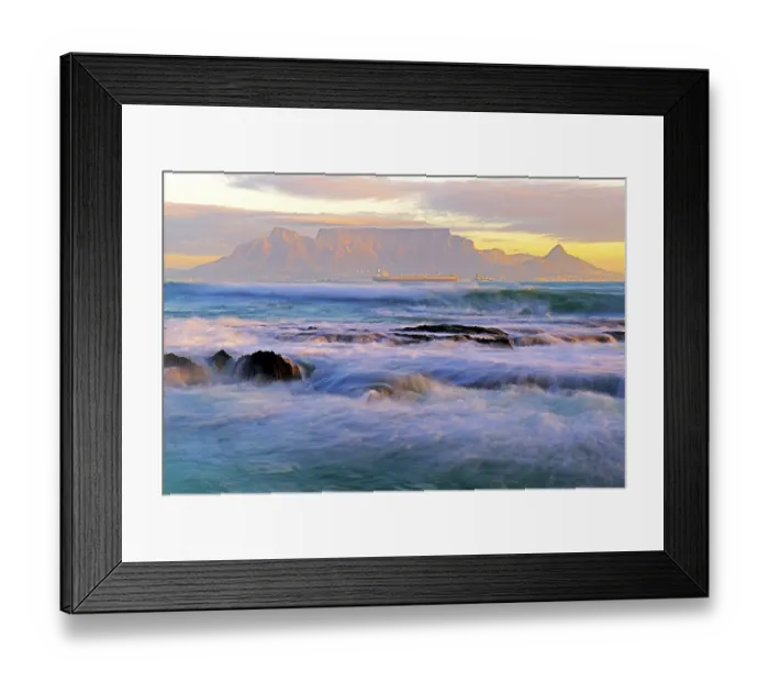 Framed Print : Table Mountain at dusk, seen from Bloubergstrand beach Framed Print : Table Mountain at dusk, seen from Bloubergstrand beach