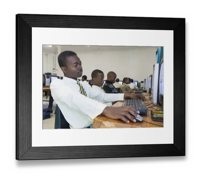 Framed Print : Young people working on computers