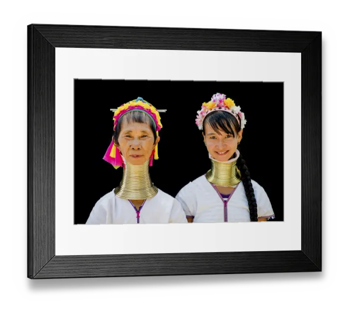 Framed Print : Two Kayan hill tribe women, Chiang Mai, Thailand