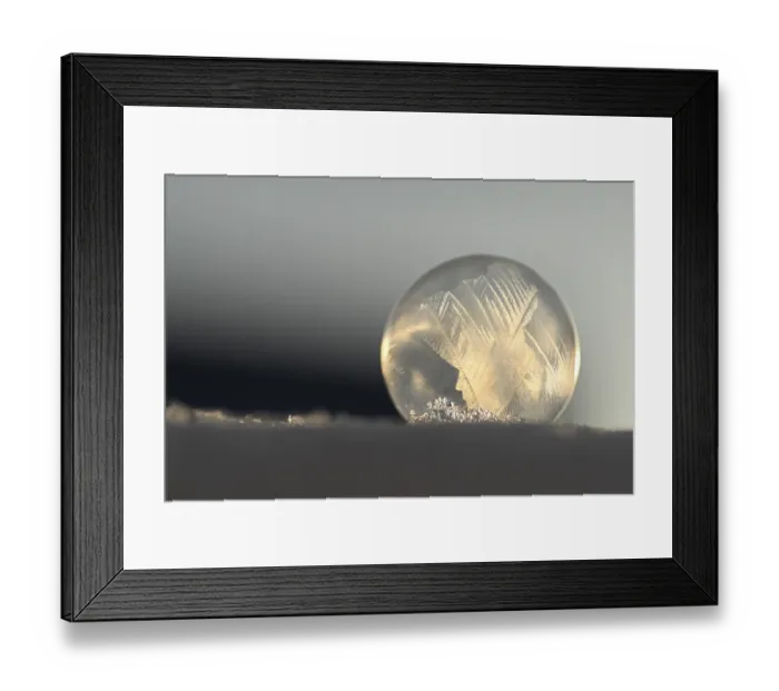 Framed Print : Frozen soap bubble in the snow, Herten, Germany Framed Print : Frozen soap bubble in the snow, Herten, Germany