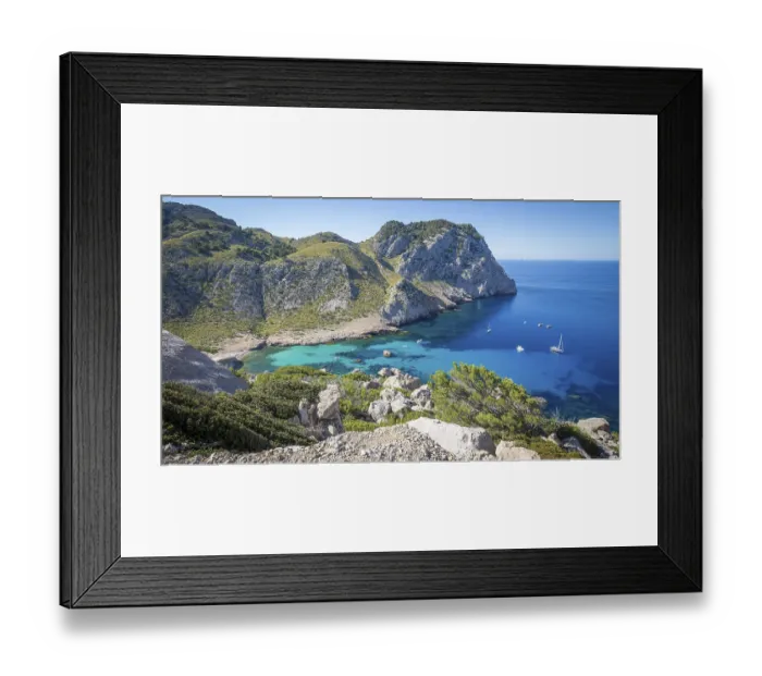 Framed Print : Panoramic view of rocky cliff and Mediterranean Sea