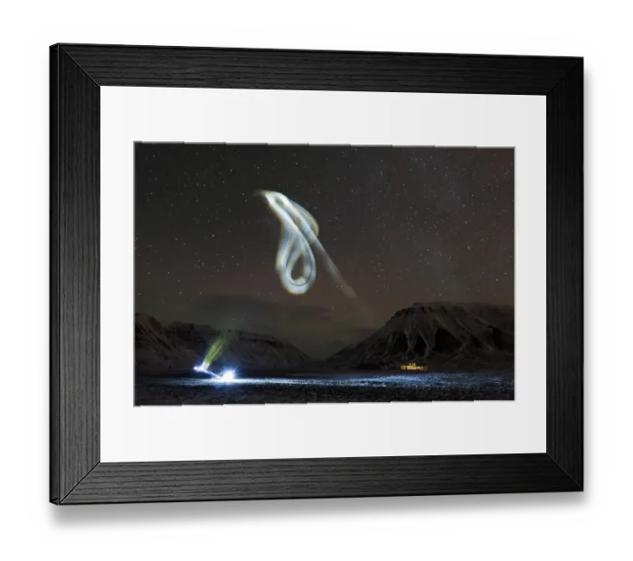 Framed Print : Kite illuminated by a head lamp at night Framed Print : Kite illuminated by a head lamp at night