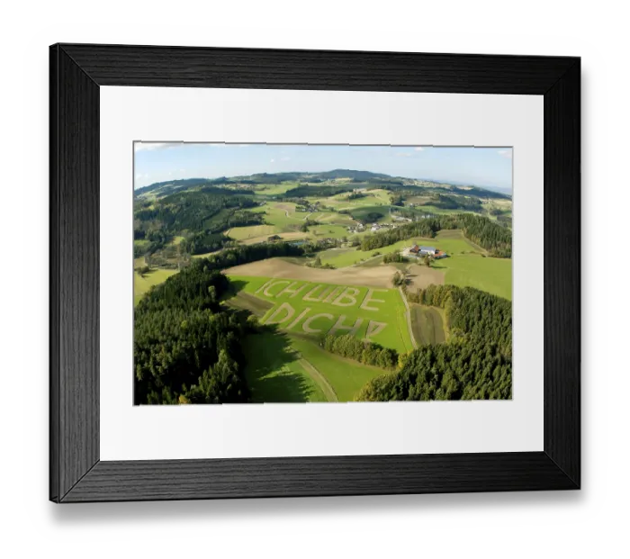 Framed Print : Aerial view of lettering 'ich liebe dich'