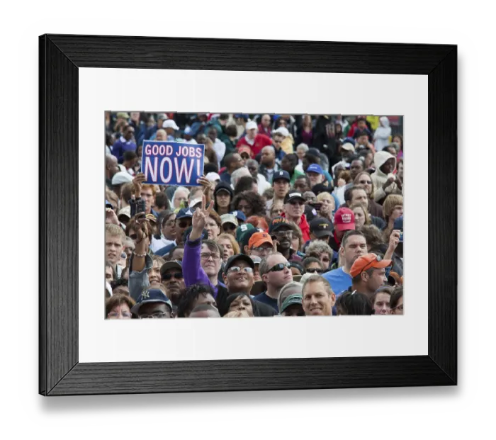 Framed Print : The crowd at President Barack Obama's Labor Day rally in Detroit