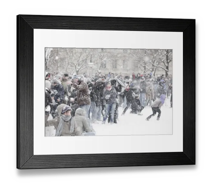 Framed Print : Several hundred citizens of Berlin use the snow for a snowball fight 'Kreuzberg vs