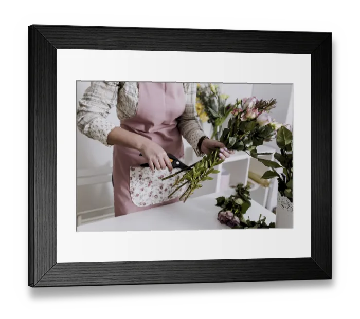 Framed Print : Crop florist preparing flowers Framed Print : Crop florist preparing flowers