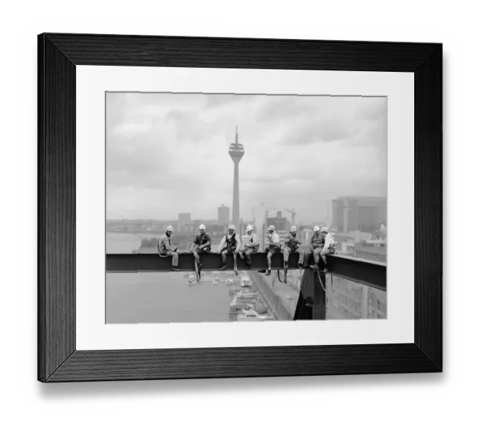 Framed Print : Workers sitting on a steel beam Framed Print : Workers sitting on a steel beam