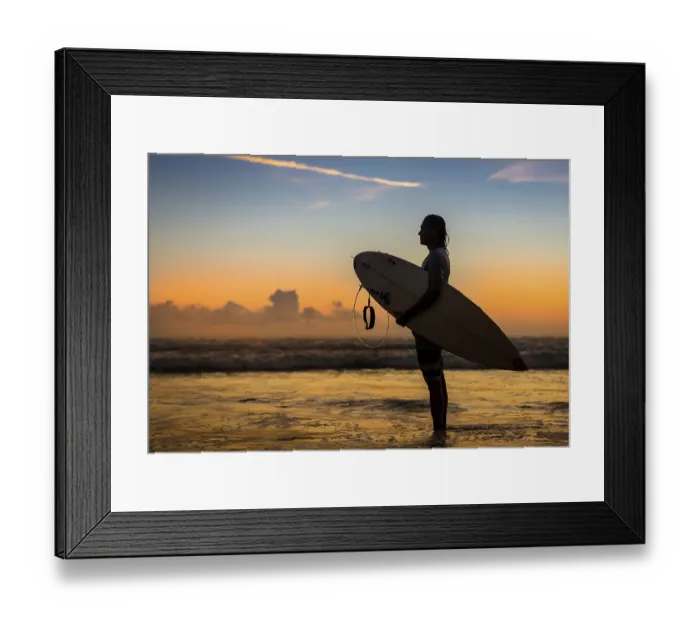 Framed Print : Surfer the sunset, Sanur Beach, Bali, Indonesia