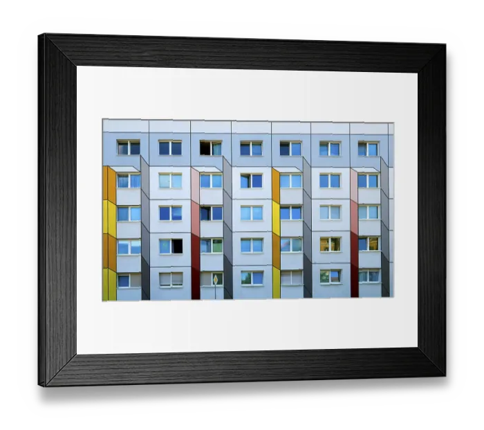 Framed Print : Perspective colour design, facade