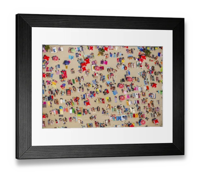 Framed Print : Sundown Beach, bathers on towels at Escher lake Framed Print : Sundown Beach, bathers on towels at Escher lake