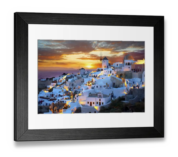 Framed Print : Townscape with windmills at sunset Framed Print : Townscape with windmills at sunset