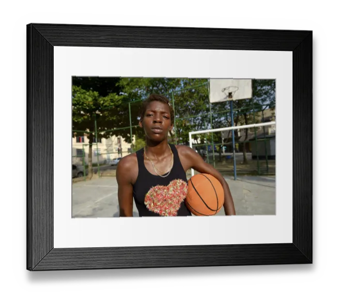 Framed Print : Youth, 15, with a basketball, Rio de Janeiro Framed Print : Youth, 15, with a basketball, Rio de Janeiro