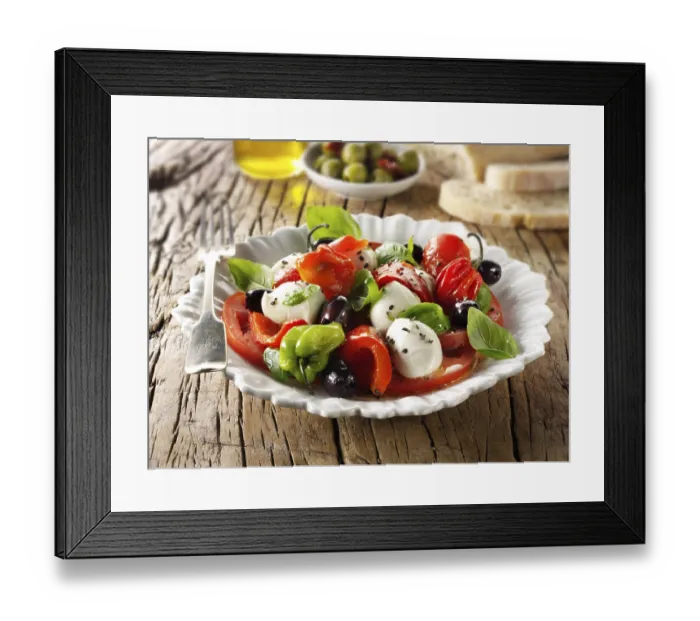 Framed Print : Buffalo mozarella and tomato salad