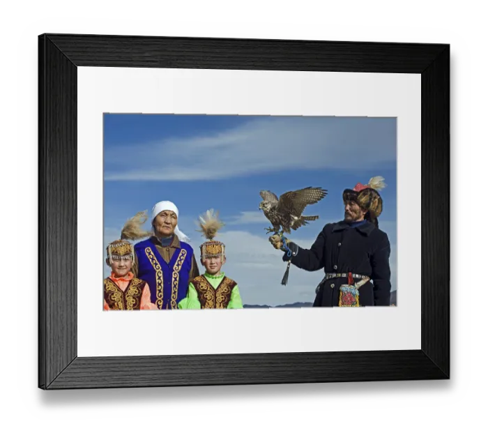 Framed Print : Kazakh hunter with Saker Falcon (Falco cherrug) at Eagle hunters festival near Ulgii Framed Print : Kazakh hunter with Saker Falcon (Falco cherrug) at Eagle hunters festival near Ulgii