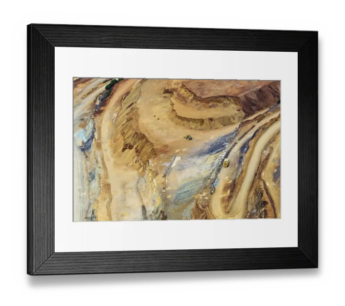 Framed Print : Machines, open ore mining pit, Erzberg mountain near Eisenerz