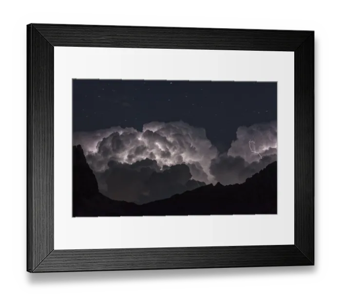Framed Print : Thunderstorm in the night sky, view from the Tre Cime di Lavaredo area Framed Print : Thunderstorm in the night sky, view from the Tre Cime di Lavaredo area
