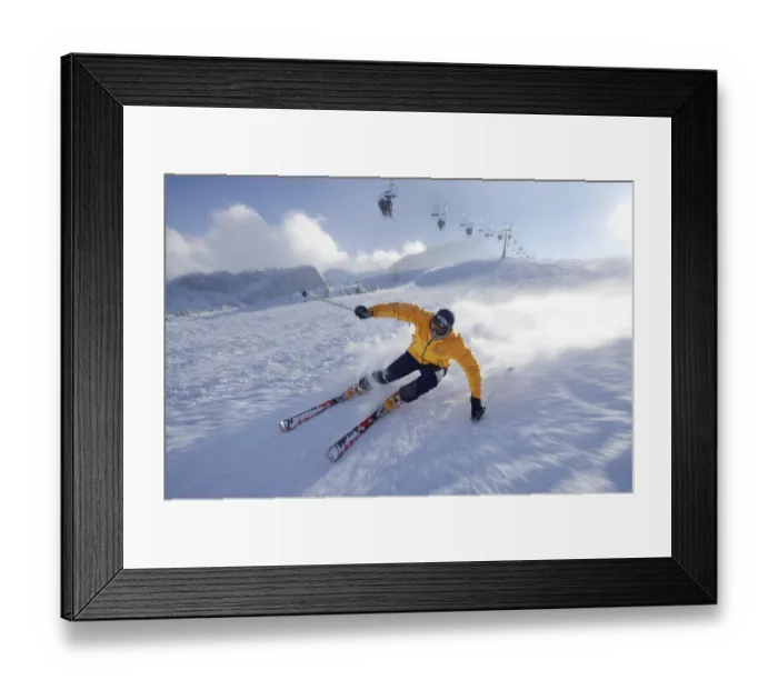 Framed Print : Man skiing on a slope, Kreuzeck range