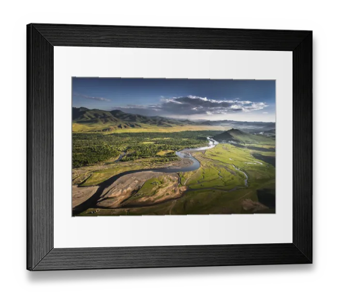 Framed Print : River Tuul, river meander in summer Framed Print : River Tuul, river meander in summer