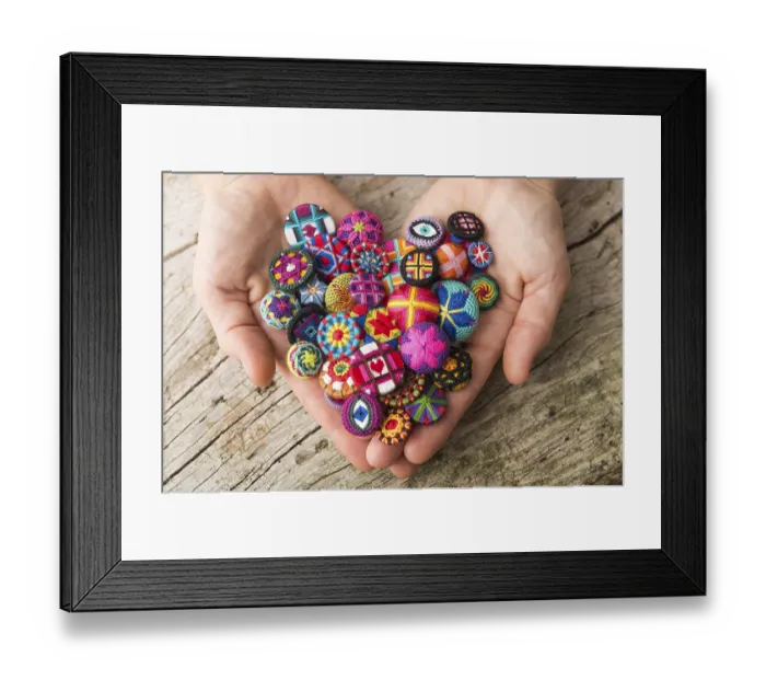 Framed Print : Button maker holding Posamentenknopfe Framed Print : Button maker holding Posamentenknopfe