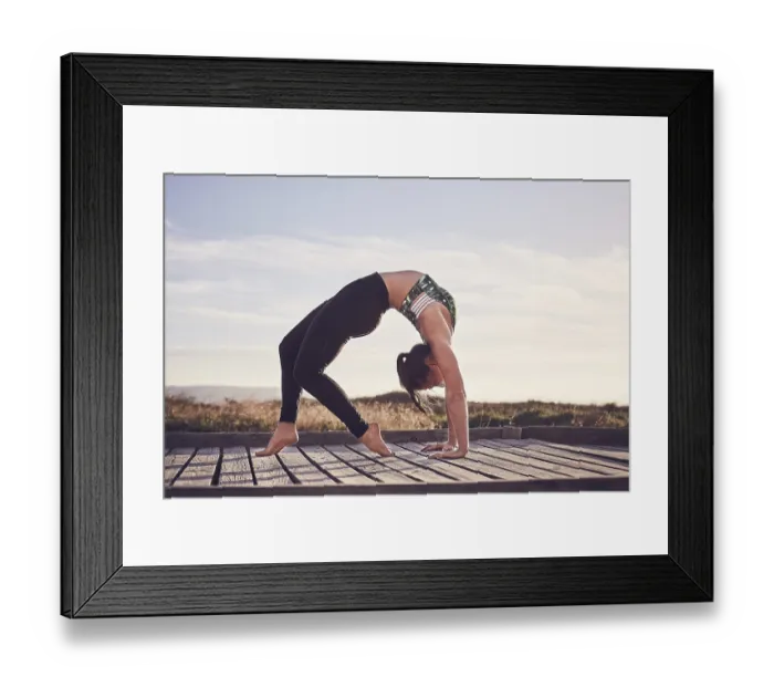Framed Print : Young woman, yoga, gymnastics on the beach Framed Print : Young woman, yoga, gymnastics on the beach