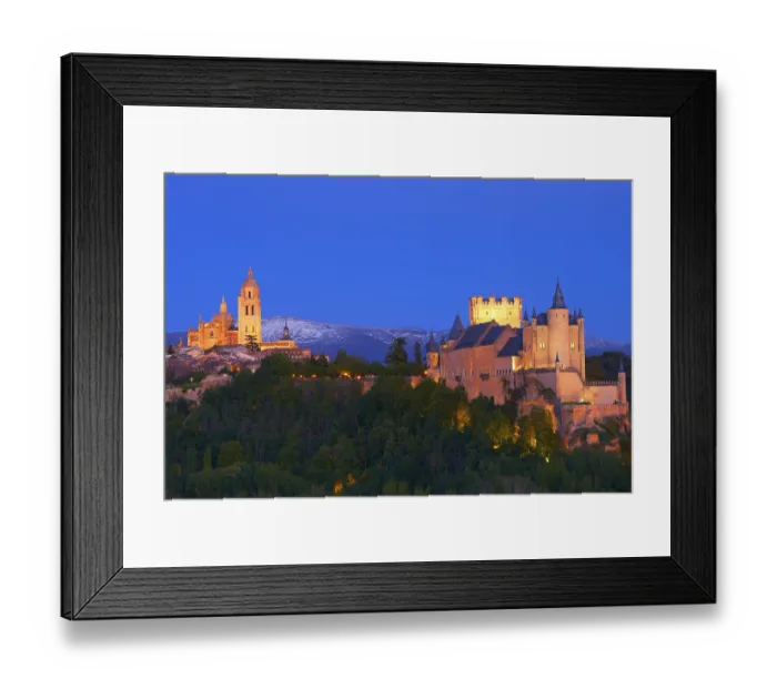 Framed Print : Alcazar fortress and cathedral at dusk