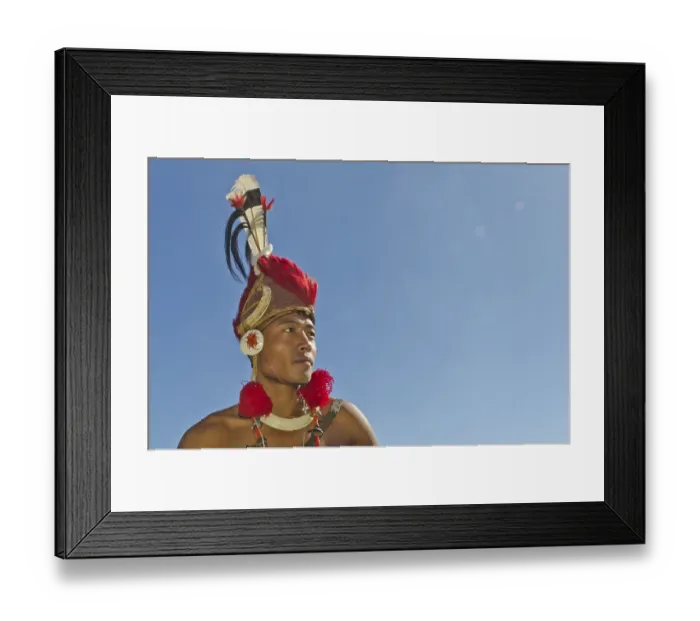 Framed Print : Phom warrior in full gear at the annual Hornbill Festival in Kohima Framed Print : Phom warrior in full gear at the annual Hornbill Festival in Kohima