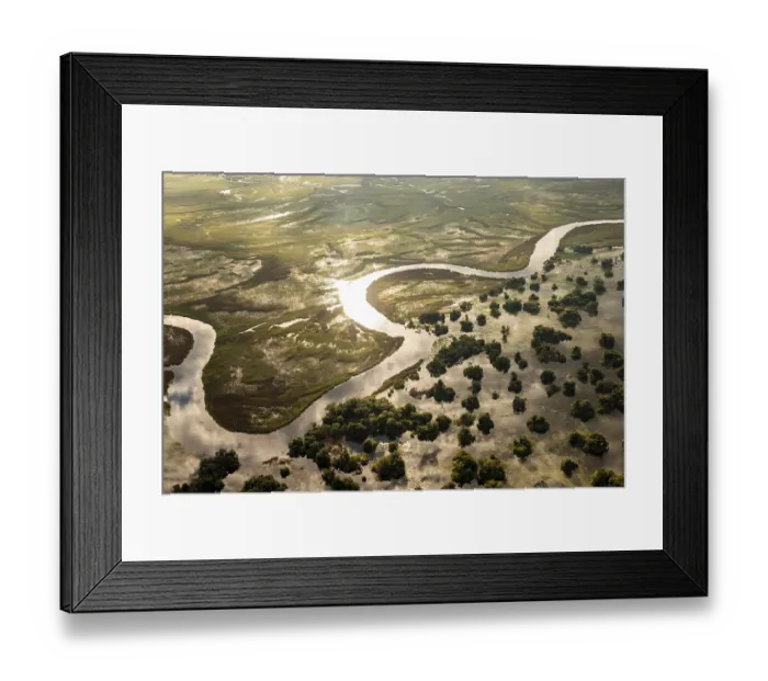 Framed Print : Aerial view, Swamp area, Okavango Delta, Botswana Framed Print : Aerial view, Swamp area, Okavango Delta, Botswana