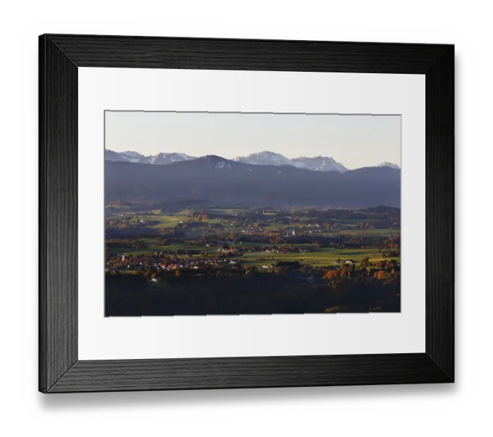 Framed Print : Autumnal view from Hohen PeiBenberg over Bobing Rottenbuch