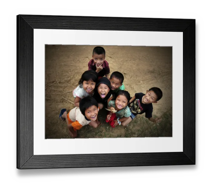 Framed Print : Group of smiling children in Laos