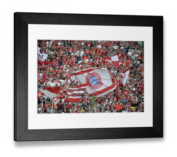 Framed Print : FC Bayern fan block with flags