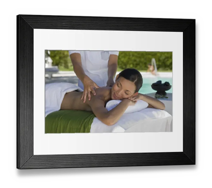 Framed Print : Woman enjoying a wellness and spa treatment