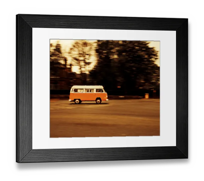 Framed Print : Age VW bus, VW T2, Volkswagen, driving Framed Print : Age VW bus, VW T2, Volkswagen, driving