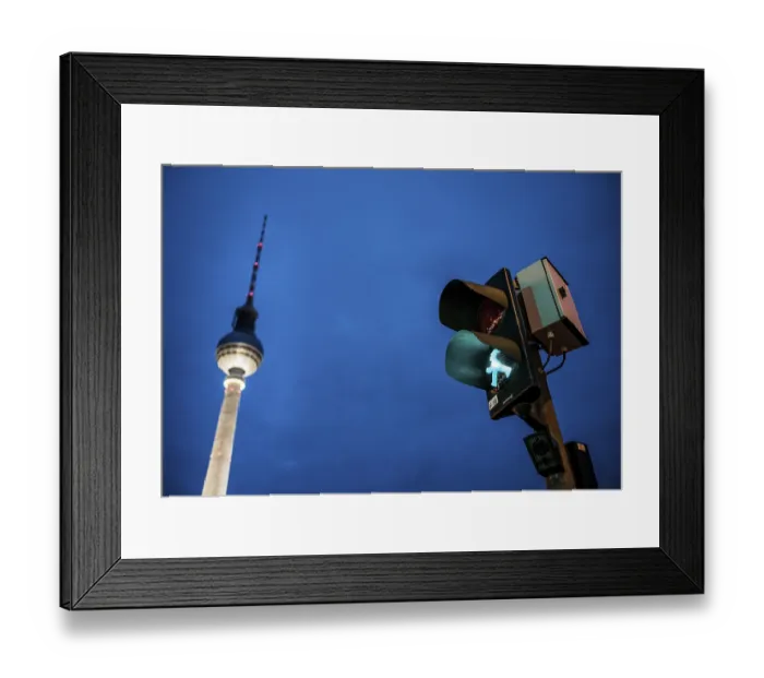 Framed Print : Green walking man figure, Ampelmannchen