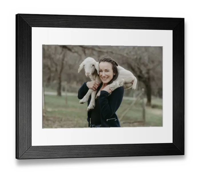 Framed Print : Woman with lamb on her shoulders, Austria