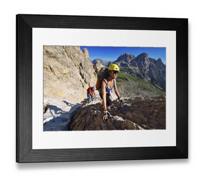 Framed Print : Hikers on the via ferrata, ascent to the Paternkofel