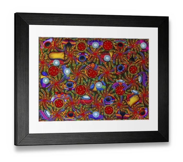 Framed Print : Coffee harvest, paintings, handicrafts, Guatemala Framed Print : Coffee harvest, paintings, handicrafts, Guatemala