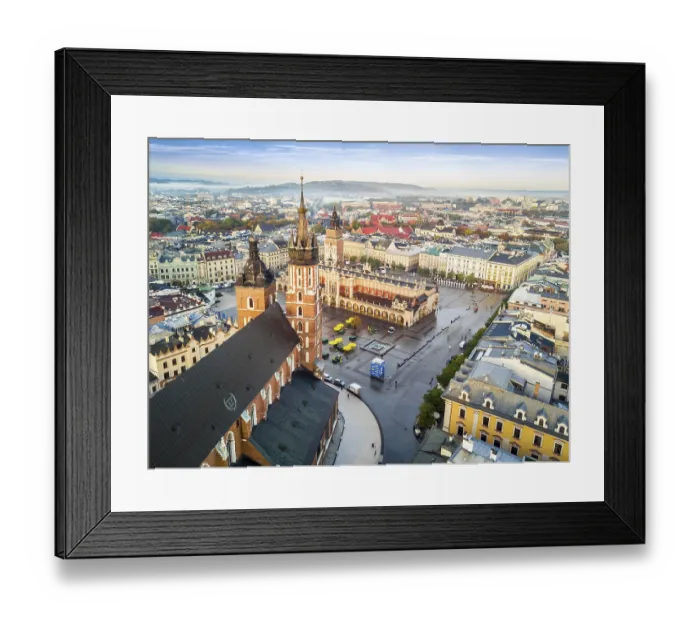 Framed Print : Aerial view of historic market square at sunrise Framed Print : Aerial view of historic market square at sunrise