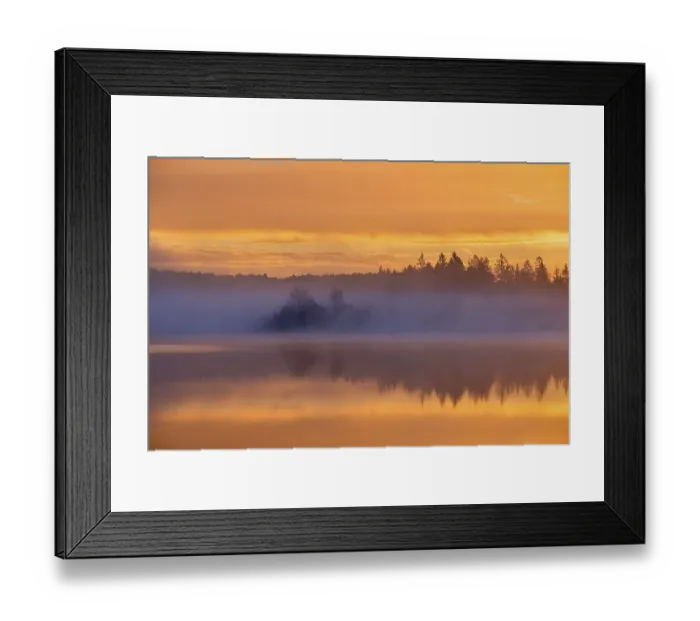 Framed Print : Dawn, sunrise with early morning mist over Kirchsee Framed Print : Dawn, sunrise with early morning mist over Kirchsee