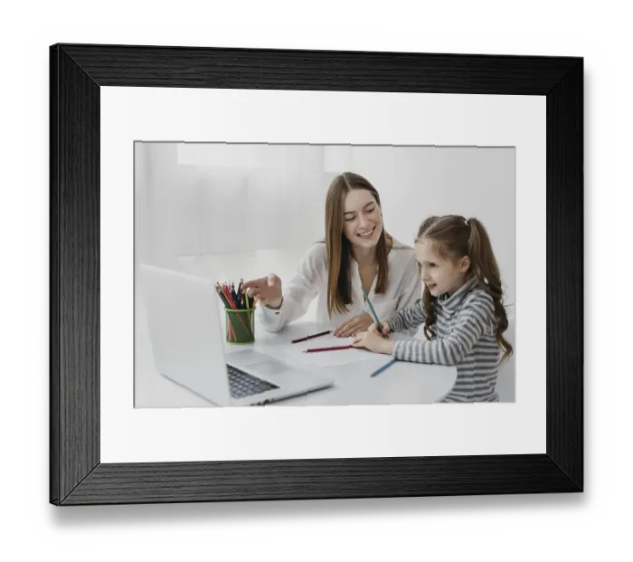 Framed Print : Teacher student learning together